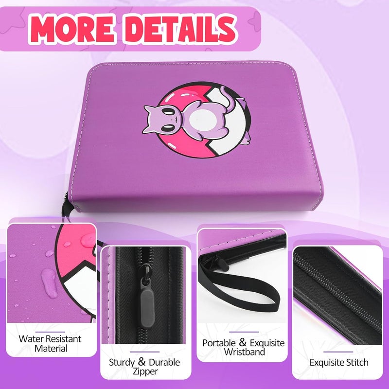 Daisiki Premium Collectible Trading Card Albums，Card Binder Fits 400 Cards with 50 Removable Sleeves，Display Game Card Case book Holder, Purple Themes - Image 3